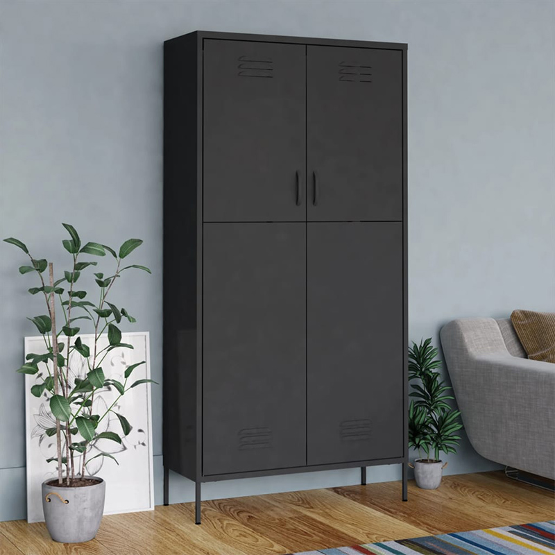 Metal Storage Clothes Cabinet 2 Swing Doors Steel Lockers