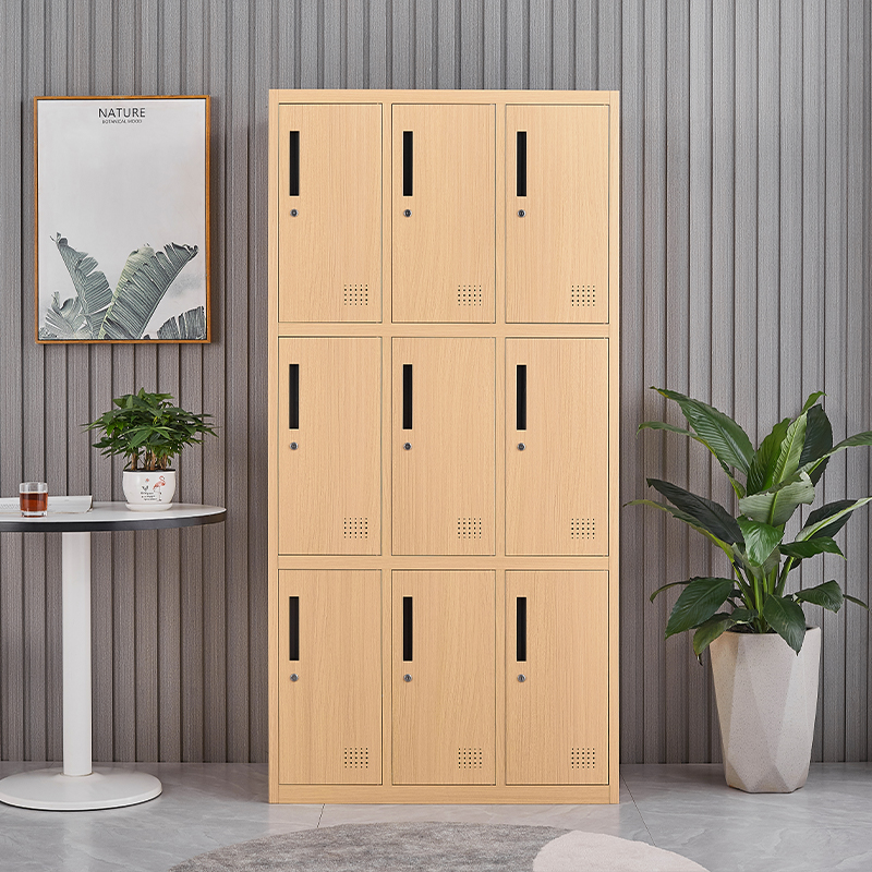 Wood grain nine door locker