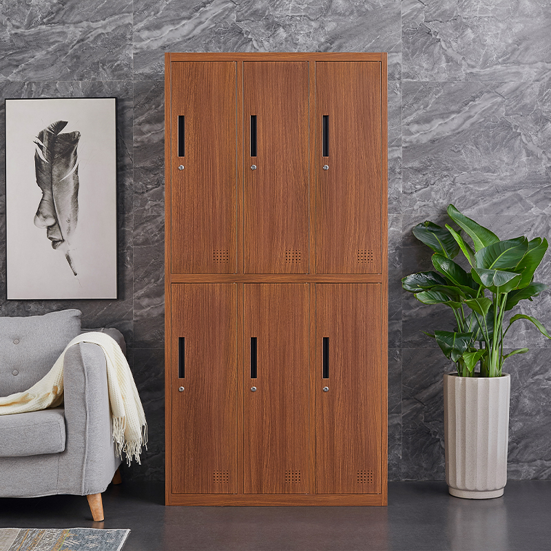 Wood grain six door locker