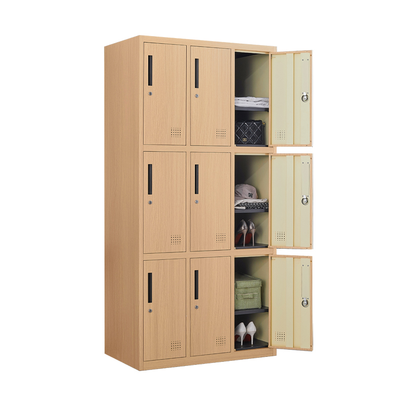 Wood grain nine door locker