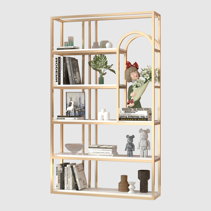 Golden steel-wood combined large storage rack