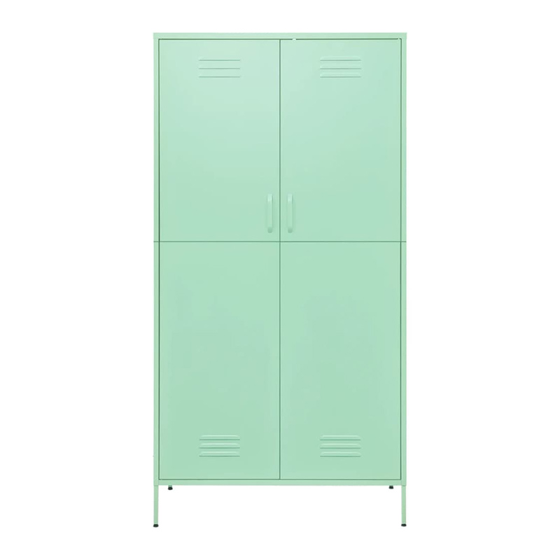 Metal Storage Clothes Cabinet 2 Swing Doors Steel Lockers