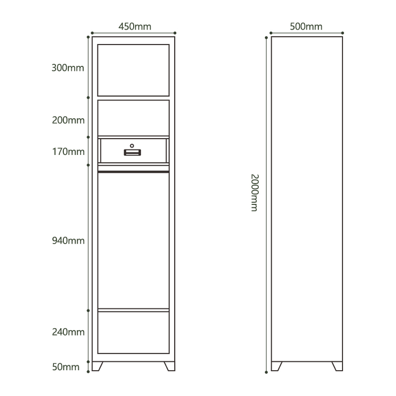 Multifunctional locker with 2 doors