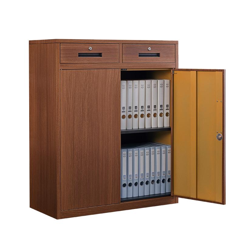 Wood grain 2 doors 2 drawers low cabinet