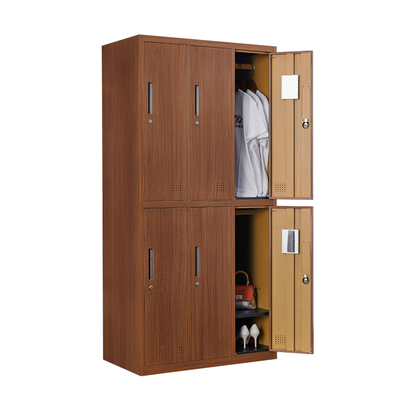 Wood grain six door locker