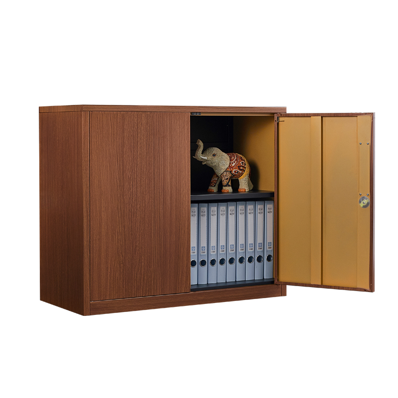 Wood grain small cabinet with 2 doors