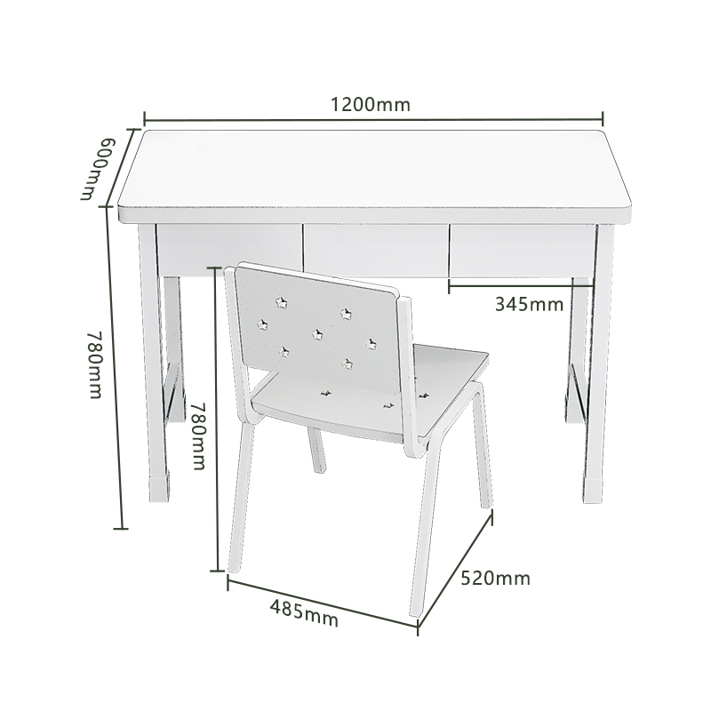 Three drawers study tables and chairs