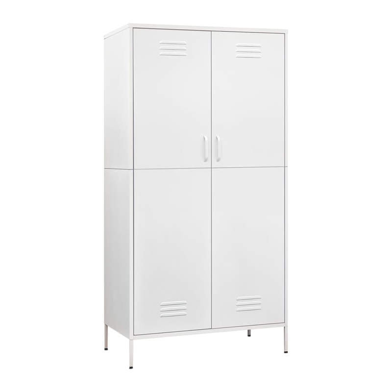 Metal Storage Clothes Cabinet 2 Swing Doors Steel Lockers