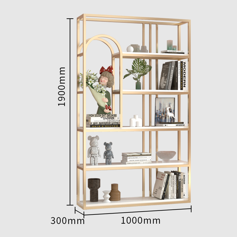 Golden steel-wood combined large storage rack