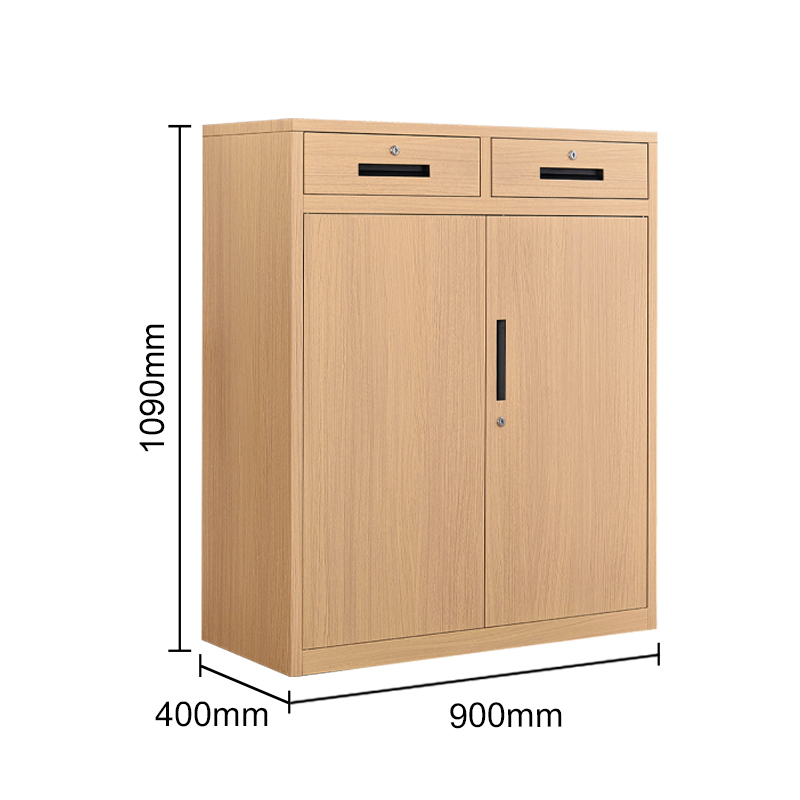 Wood grain 2 doors 2 drawers low cabinet