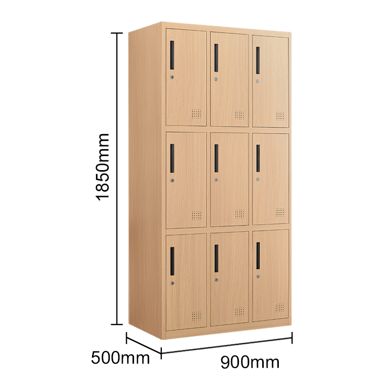 Wood grain nine door locker