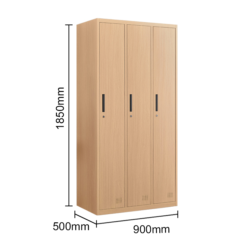 Wood grain three door locker