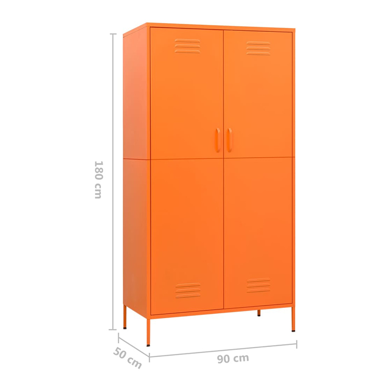 Metal Storage Clothes Cabinet 2 Swing Doors Steel Lockers