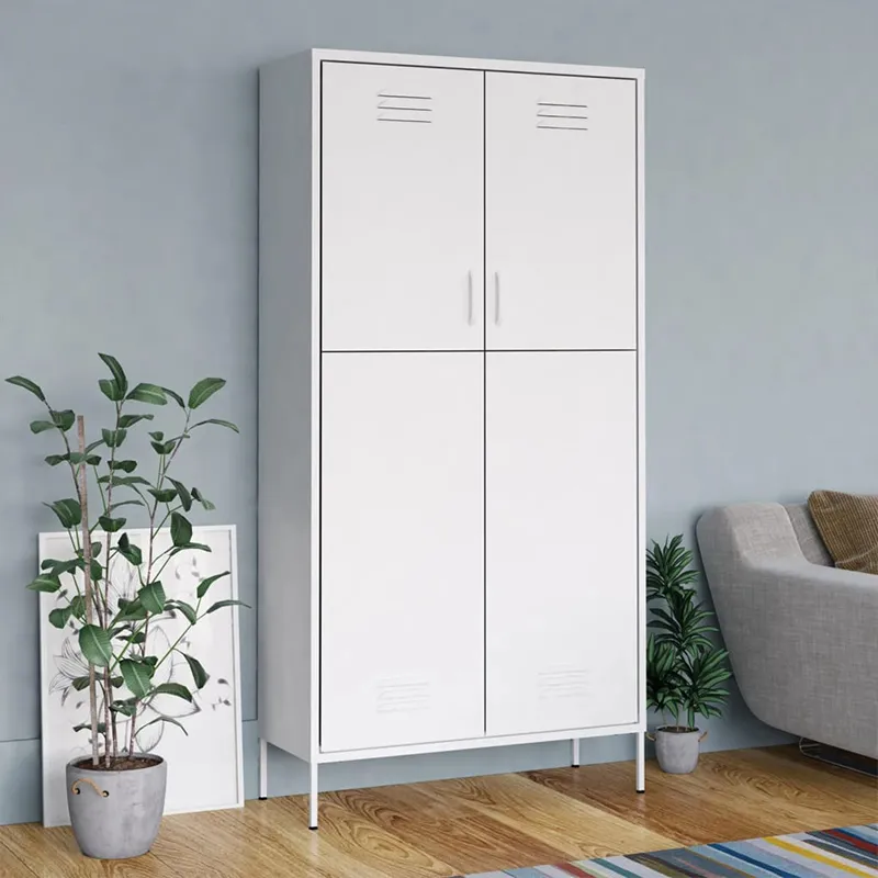 Metal Storage Clothes Cabinet 2 Swing Doors Steel Lockers