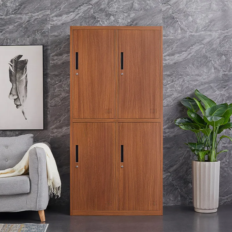 Wood Like Four Doors Steel Clothes Storage Locker