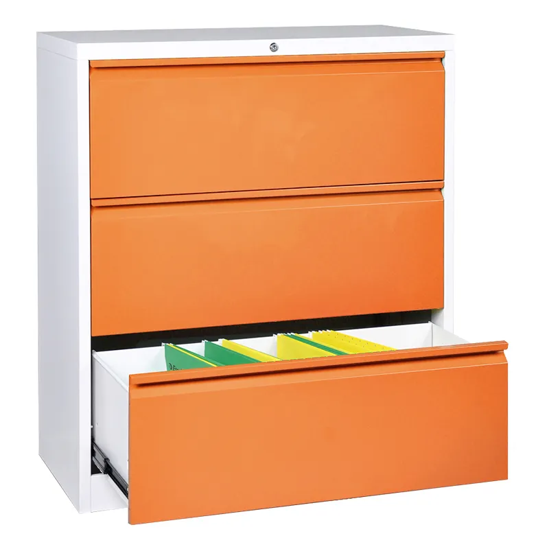 Wide three drawer file cabinet