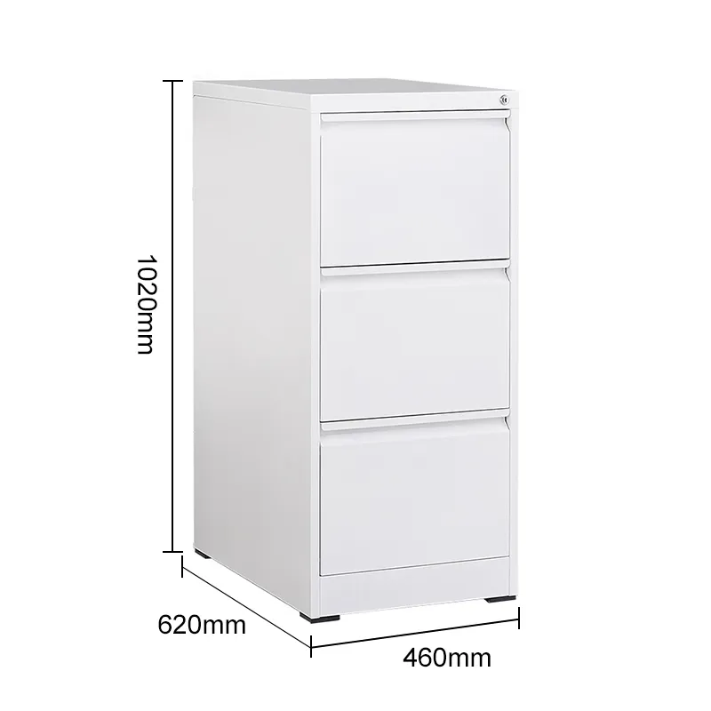 Narrow three drawer file cabinet