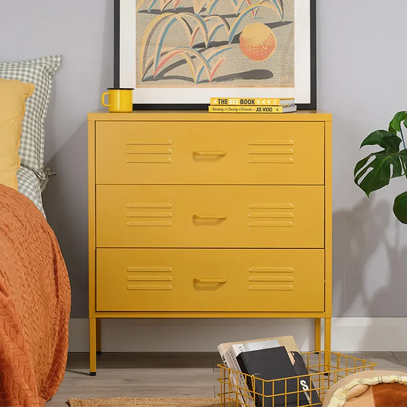 Living Room Metal 3 Drawers Storage Cabinet
