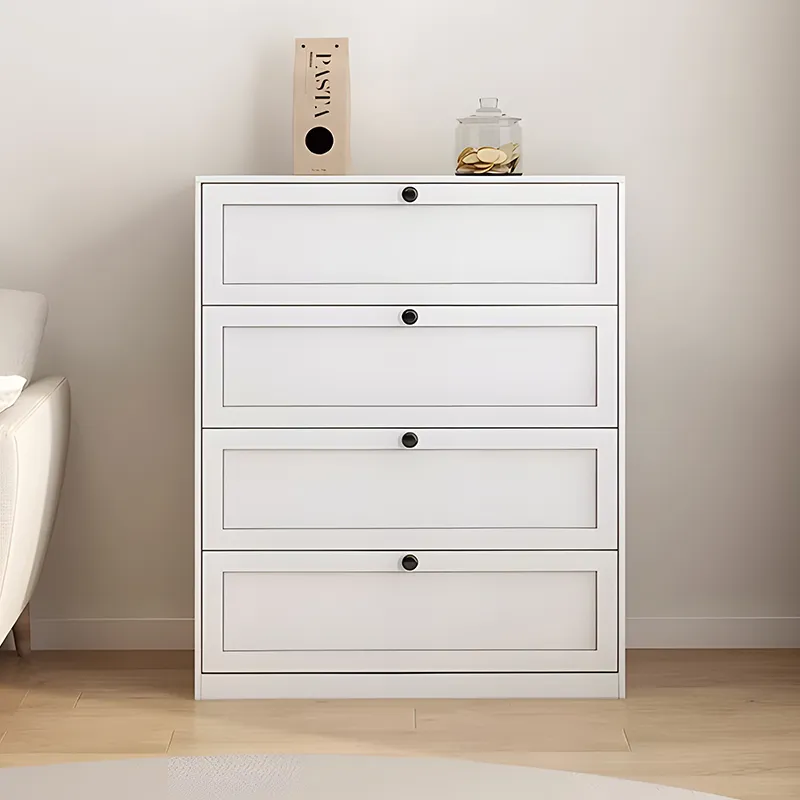 Metal White 4 Drawers Storage Cabinet