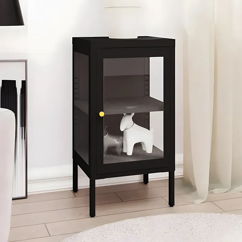 Home Furniture Glass Doors Steel Storage Cabinet