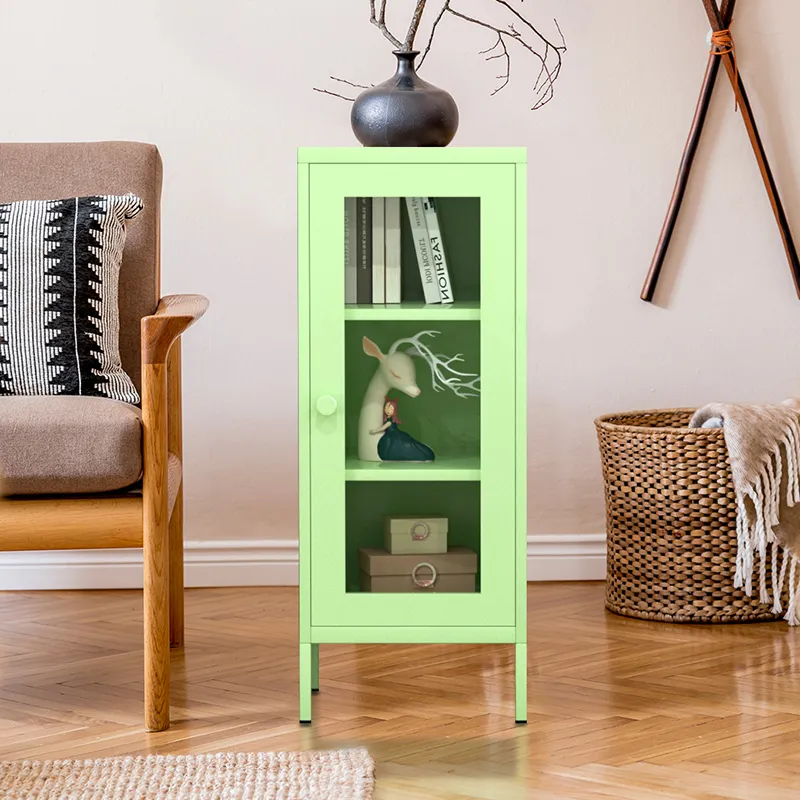 Plug in low glass single door cabinet