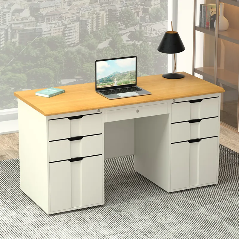 Office Furniture Table Steel Metal Desk With 6 Drawers