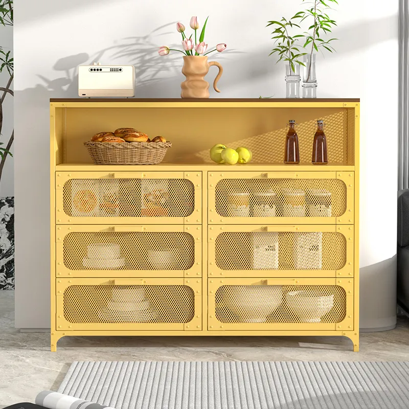 Vintage Style Furniture 6 Doors Wine Cabinet