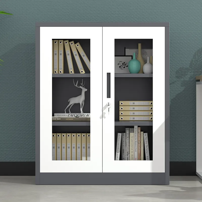 Storage short 2 glass door file cabinet