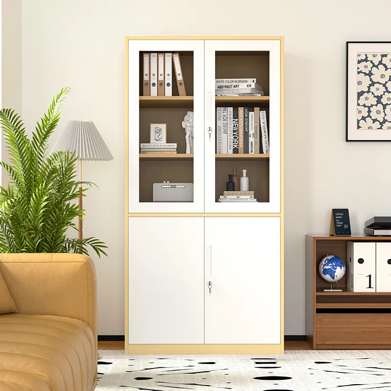 Multi-Function Glass Door And Steel Door Office Storage Cabinets