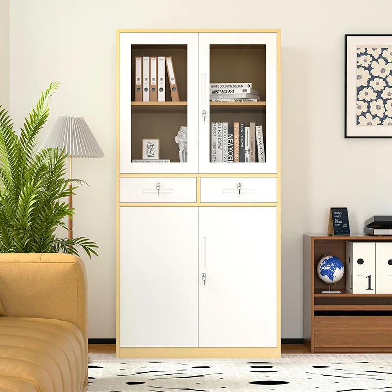 Metal Storage 2 Glass Door Steel Cabinet Locker