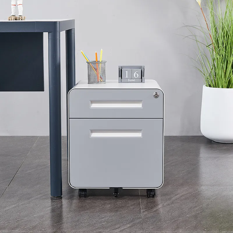 Modern Design 2-Drawer Metal Mobile File Cabinet with Lock Key/ Fully Assembled