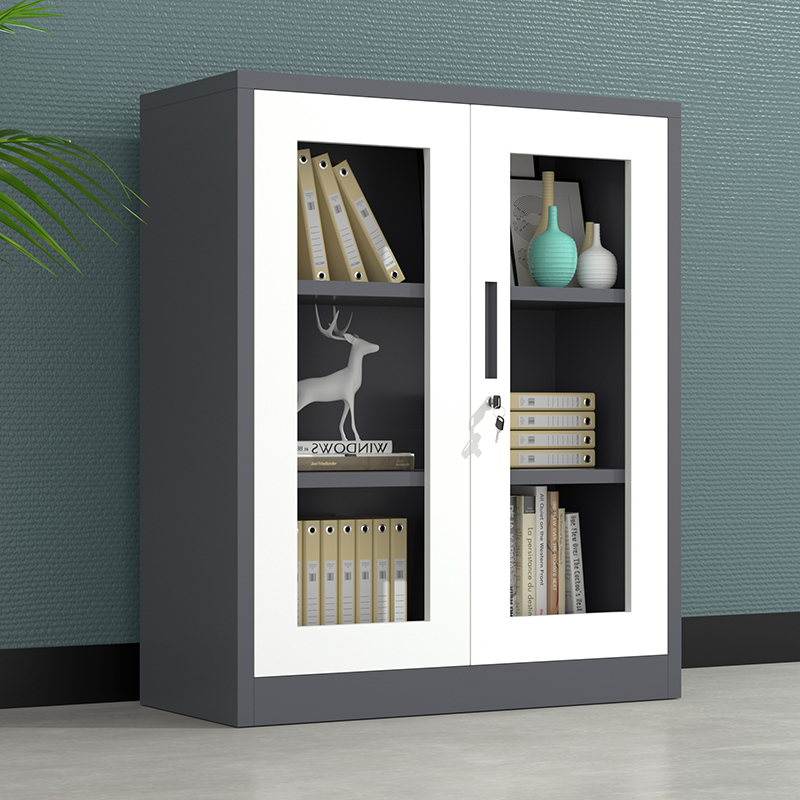 Storage short 2 glass door file cabinet