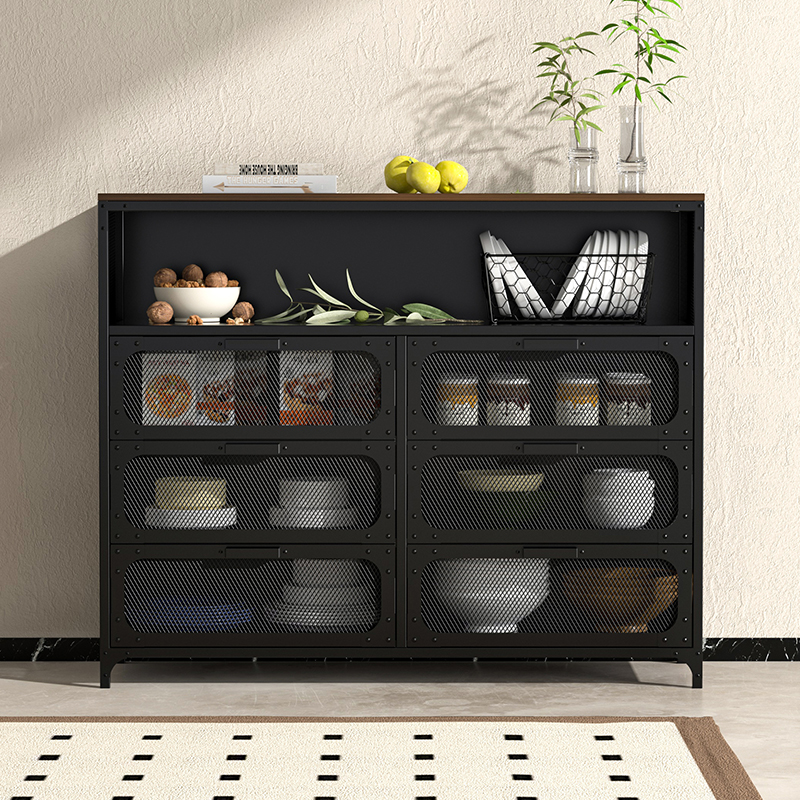 Vintage Style Furniture 6 Doors Wine Cabinet