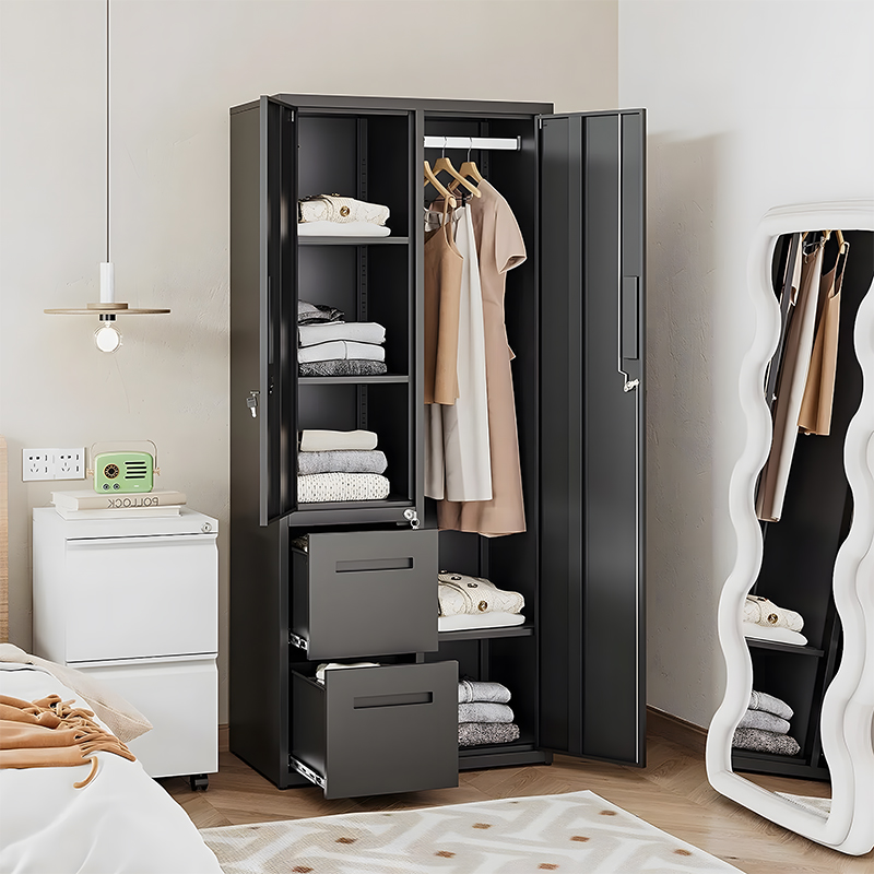 Modern Bedroom 2 Drawers Iron Storage Locker Cabinet