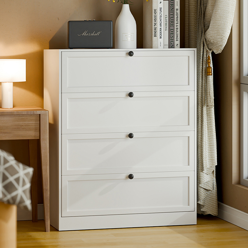 Metal White 4 Drawers Storage Cabinet