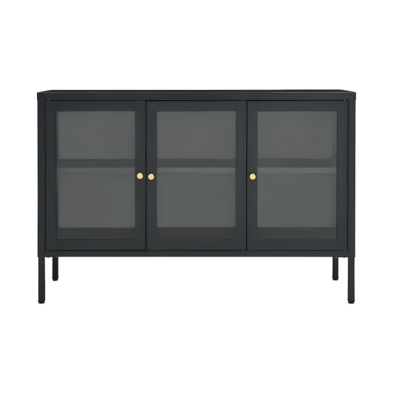 Three door glass TV cabinet