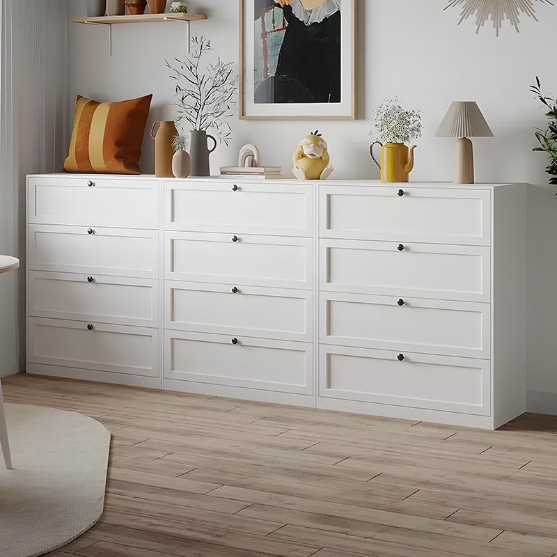 Metal White 4 Drawers Storage Cabinet