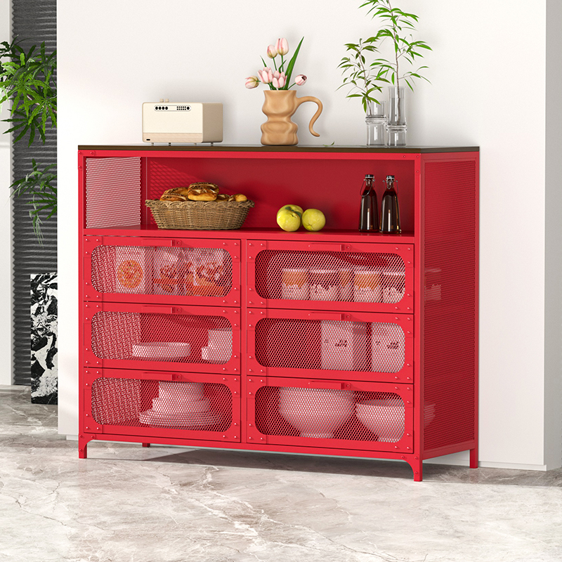 Vintage Style Furniture 6 Doors Wine Cabinet