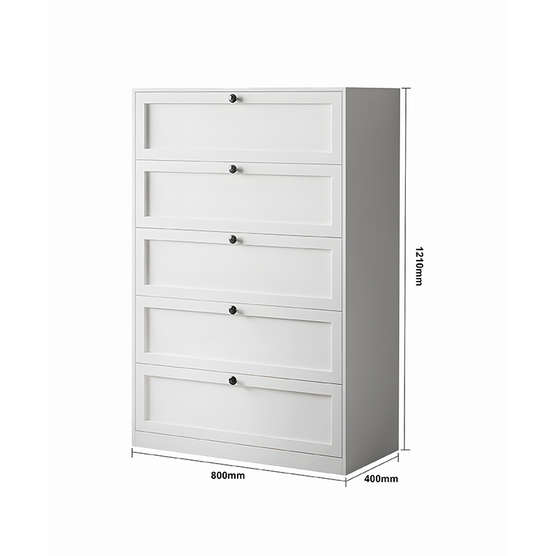 Metal White 5 Drawers Storage Cabinet