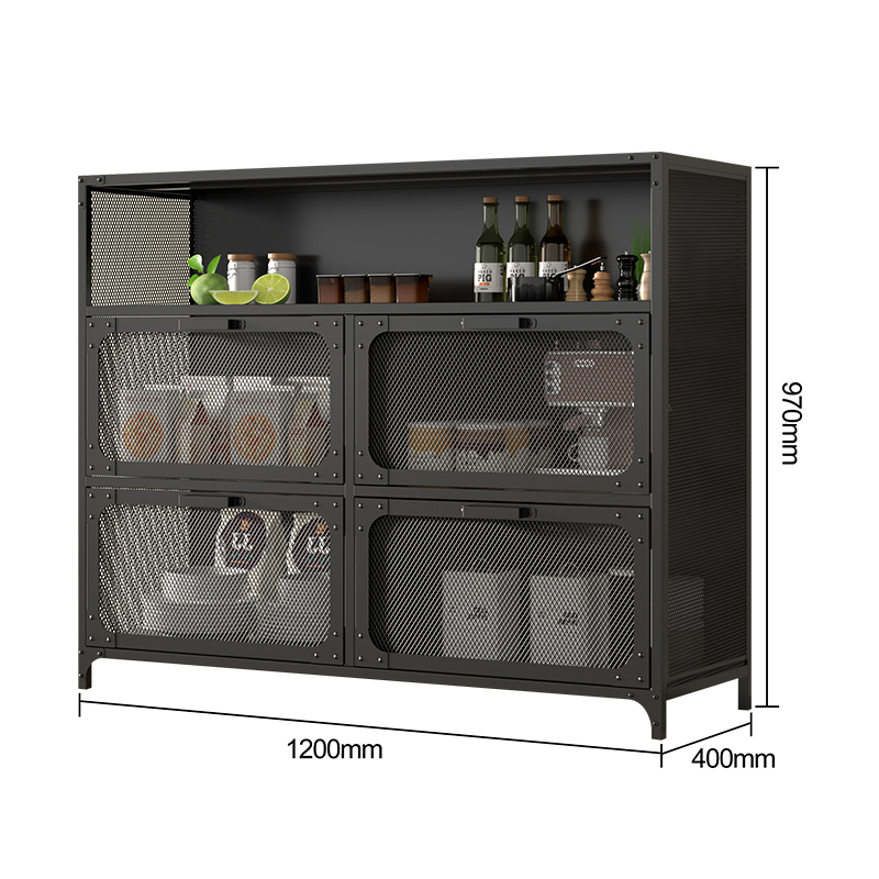 Vintage Style 4 Doors Metal Storage Wine Cabinet