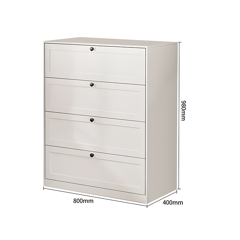 Metal White 4 Drawers Storage Cabinet