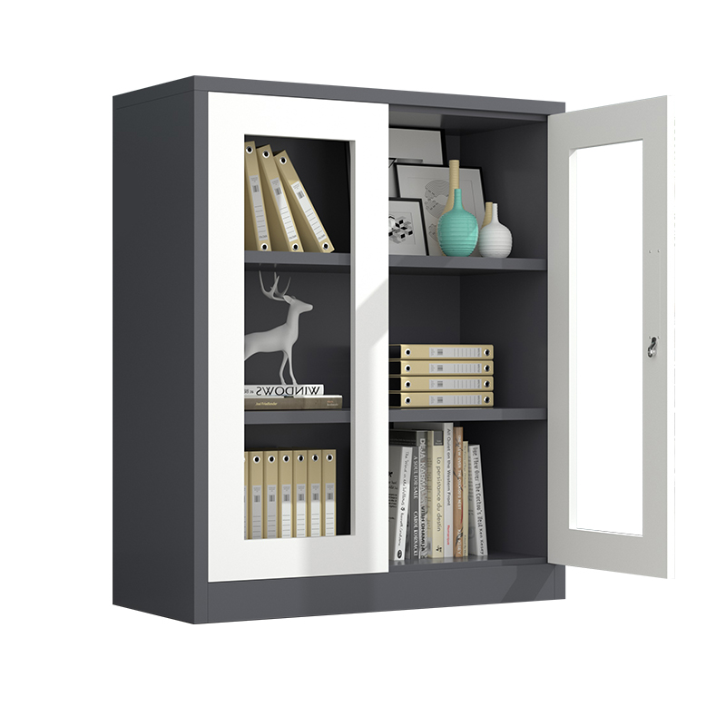 Storage short 2 glass door file cabinet