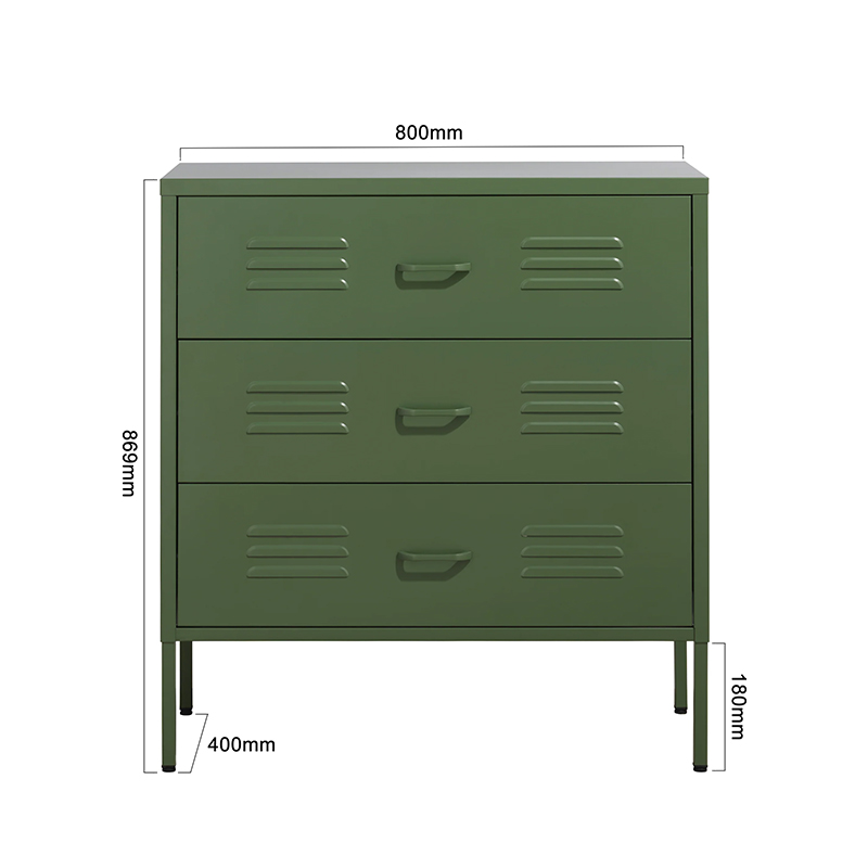 Living Room Metal 3 Drawers Storage Cabinet