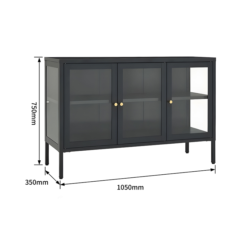 Three door glass TV cabinet