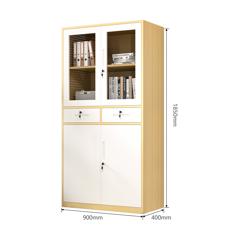 Metal Storage 2 Glass Door Steel Cabinet Locker