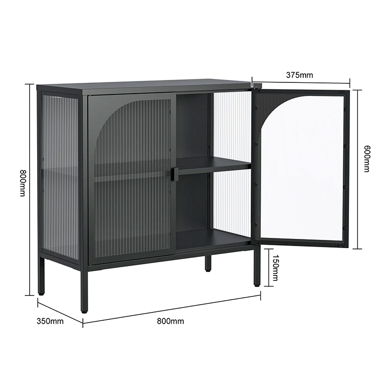 Metal Storage Cabinet with Glass Doors