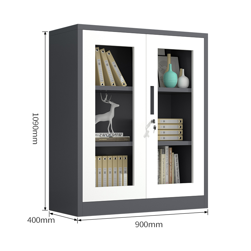 Storage short 2 glass door file cabinet