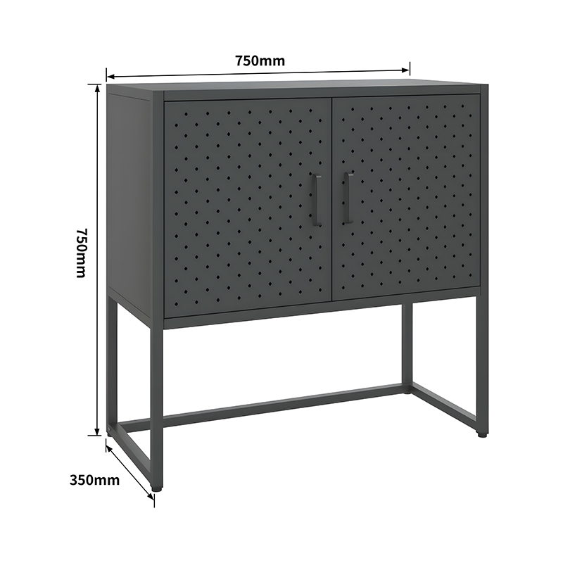 Metal Storage Cabinet 2 Door With Holes Steel Cupboard