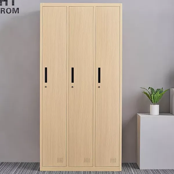 Light Walnut 3 Doors Steel Locker